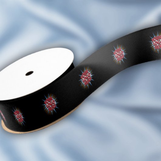 カスタムロゴパターンブラックプロモーション1.5インチ グログランリボン