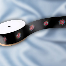 カスタムロゴパターンブラックプロモーション1.5インチ サテンリボン