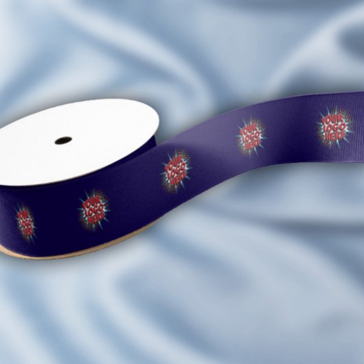 カスタムロゴパターンブループロモーション1.5インチ グログランリボン