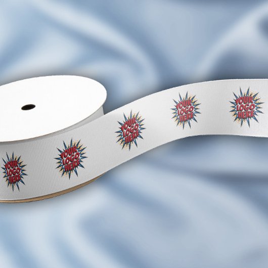 カスタムロゴパターンホワイトプロモーション1.5インチ グログランリボン