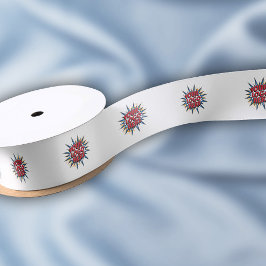 カスタムロゴパターンホワイトプロモーション1.5インチ サテンリボン