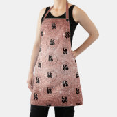 カスタムロゴパターン+バラ金ゴールドピンクグリッタースタッフ エプロン (インサイチュ)