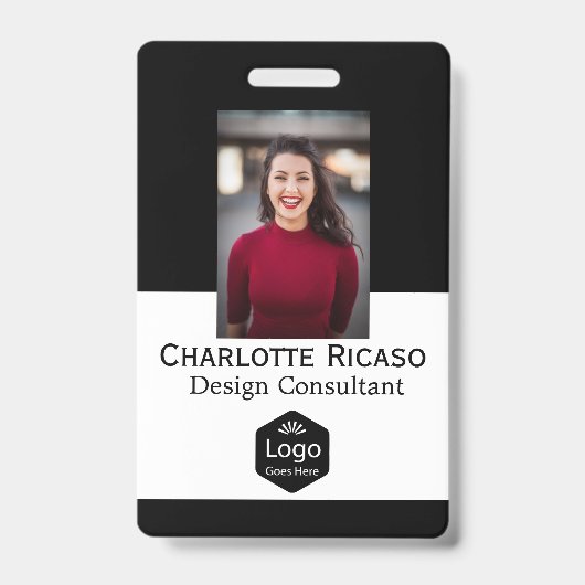 カスタムロゴパーソナライズされたビジネス赤白黒白 バッジ (正面)