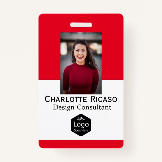 カスタムロゴパーソナライズされたBusiness Red White バッジ (正面)
