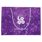 カスタムロゴパープルスパークルXL紙買い物袋 ラージペーパーバッグ (裏面)