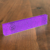 カスタムロゴパープルラフプリント デスクネームプレート (側面)