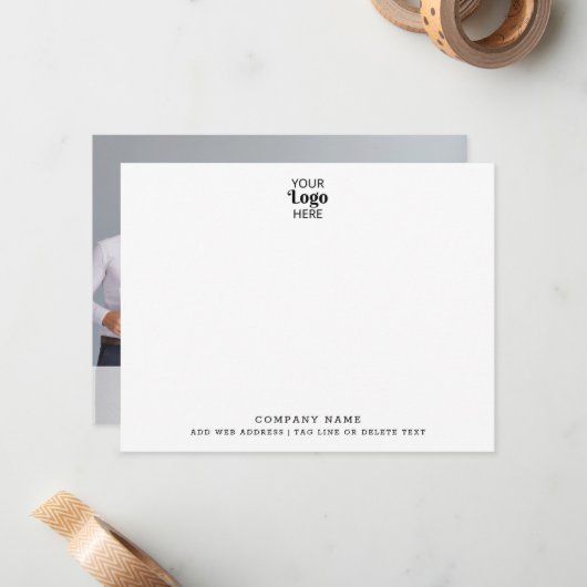 カスタムロゴビジネスありがとう会社名フォト ノートカード (正面/裏面インサイチュ)
