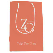 カスタムロゴビジネスプロフェッショナルピーチカラー ミディアムペーパーバッグ (正面)