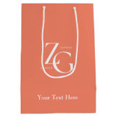 カスタムロゴビジネスプロフェッショナルピーチカラー ミディアムペーパーバッグ (裏面)