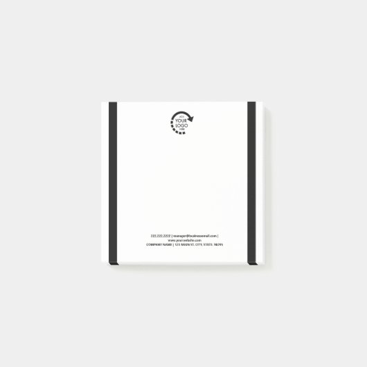 カスタムロゴビジネスモダンブランディングブラック縁ど ポストイット (正面)