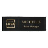 カスタムロゴビジネス従業員スタッフ名黒 名札 (正面)
