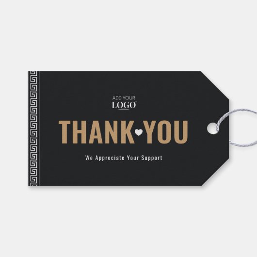 カスタムロゴビジネスQRコードありがとうギリシャ語鍵 ギフトタグ (正面(横))