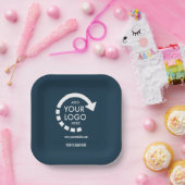 カスタムロゴビジ企業のネス |ネイビーブルー ペーパープレート (パーティー)