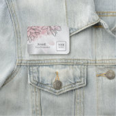 カスタムロゴピンク白い花水彩銀色 名札 (インサイチュ)