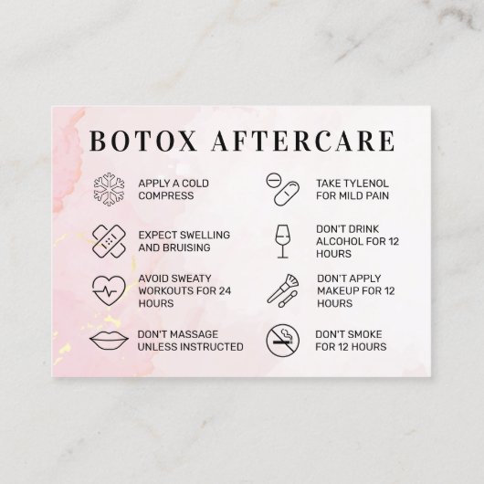 カスタムロゴピンク金ゴールドボトックスアフターケアカード 名刺