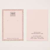 カスタムロゴフェイクピンクグリッターイヤリング表示カード (正面&裏面)