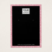 カスタムロゴフェイクピンクグリッターイヤリング表示カード (正面)