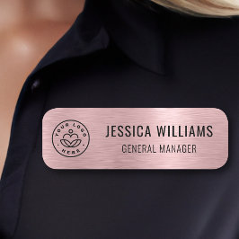 カスタムロゴフェイクブラシ付きメタリックピンク 名札