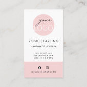 カスタムロゴフェミニンピンクジュエリー垂直 名刺 (裏面)