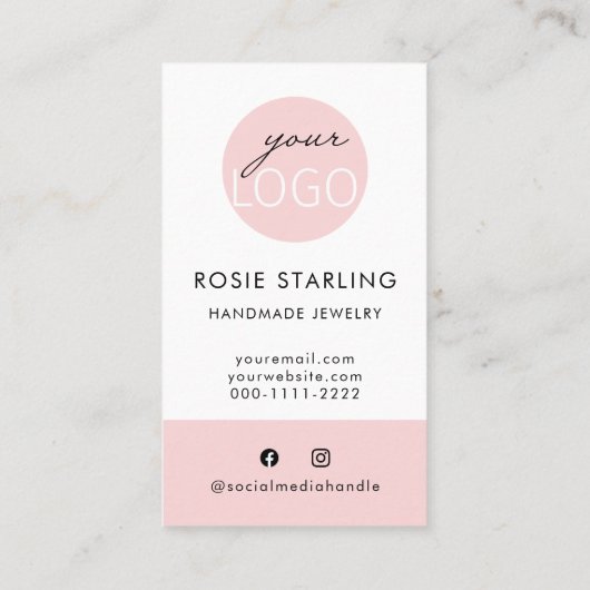 カスタムロゴフェミニンピンクジュエリー垂直 名刺 (裏面)