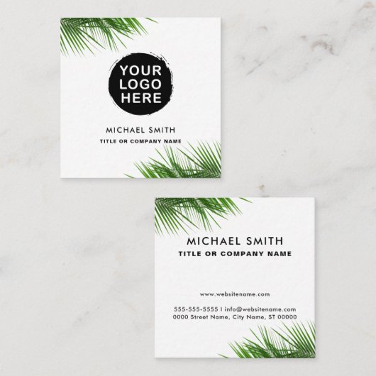 カスタムロゴフェミニンミニマルのロゴ スクエア名刺 (正面/裏面)