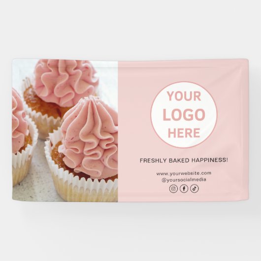 カスタムロゴフォトピンクベーカリー事業 横断幕 (横)