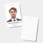 カスタムロゴフォト白モダン人名id バッジ (正面＆裏面)