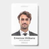 カスタムロゴフォト白モダン人名id バッジ (正面)