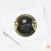 カスタムロゴフローラ製品ラベル黒金ゴールド枠 ラウンドシール (封筒)
