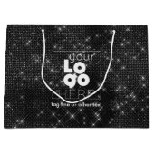 カスタムロゴブラックスパークルXL紙ショッピングバッグ ラージペーパーバッグ (正面)