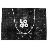 カスタムロゴブラックスパークルXL紙ショッピングバッグ ラージペーパーバッグ (裏面)