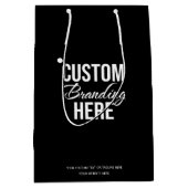 カスタムロゴブラックビジネス抱き枕 ミディアムペーパーバッグ (正面)