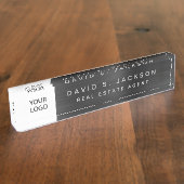 カスタムロゴブラックメタリックプロフェッショナル デスクネームプレート (側面)