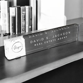 カスタムロゴブラックメタリックプロフェッショナル デスクネームプレート