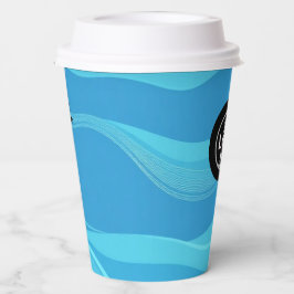 カスタムロゴブルーウェーブ紙カップ12oz 紙コップ