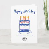 カスタムロゴブルーレッド手描きケーキ誕生日 カード (正面)