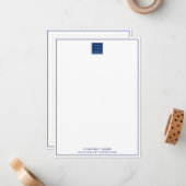 カスタムロゴプロフェッショナルネイビ縁どー ノートカード (正面/裏面インサイチュ)