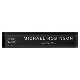 カスタムロゴプロフェッショナルブラック デスクネームプレート