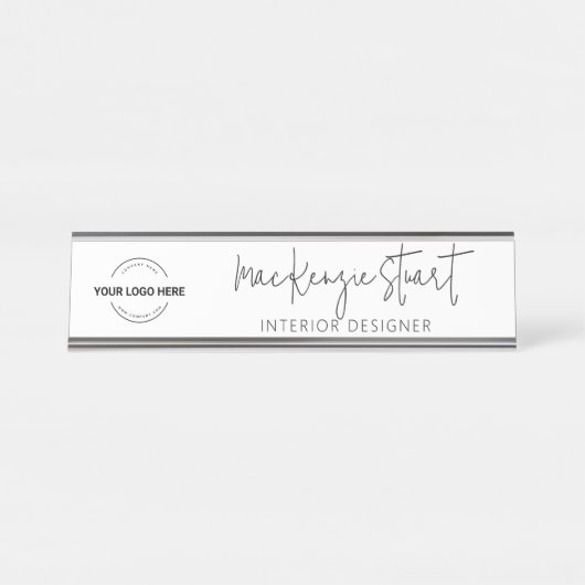 カスタムロゴプロフェッショナルミニマルモダン デスクネームプレート (正面)