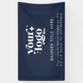 カスタムロゴプロフェッショナルモダンネイビー 横断幕 (縦)
