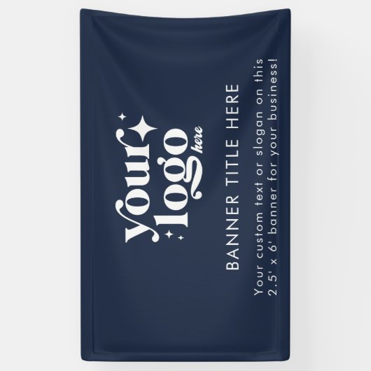 カスタムロゴプロフェッショナルモダンネイビー 横断幕 (縦)
