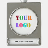 カスタムロゴプロモーションパーソナライズされた業 シルバープレートバナーオーナメント (正面)
