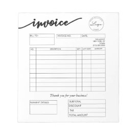 カスタムロゴベーカリー請求書小規模企業 ノートパッド