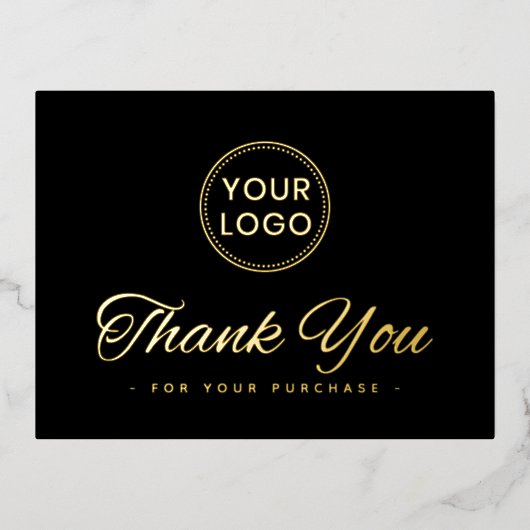 カスタムロゴホイルエレガントブラック感謝していユーハガキ 箔シーズンポストカード (正面)