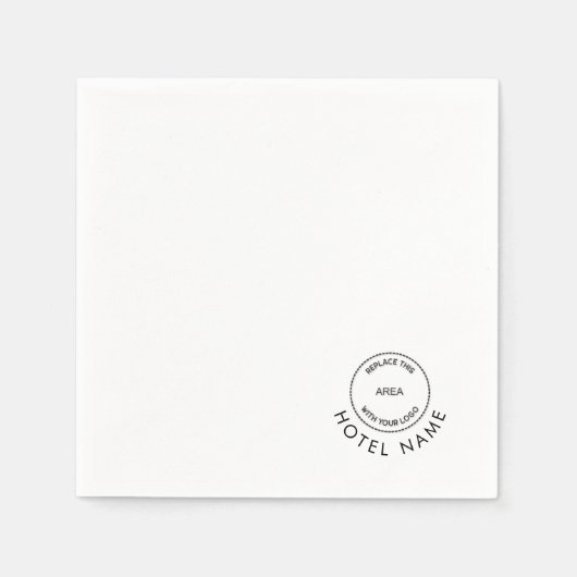 カスタムロゴホテル名コーナー配置任意の色 スタンダードカクテルナプキン (正面)