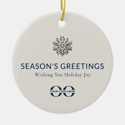 カスタムロゴホリデージョイスノーフレークオーナメント セラミックオーナメント (正面)