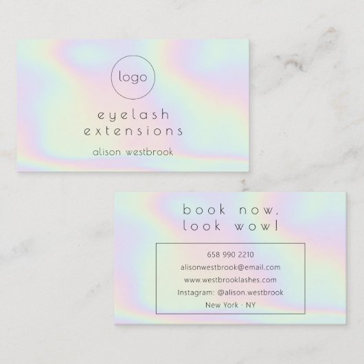 カスタムロゴホログラフィックレインボーまつげエクステンション 名刺 (正面/裏面)