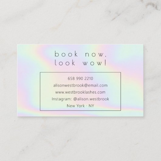 カスタムロゴホログラフィックレインボーまつげエクステンション 名刺 (裏面)
