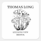 カスタムロゴマッシュルーム木業木造 スクエアシール (正面)