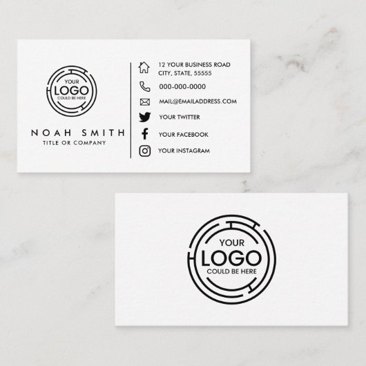 カスタムロゴミニマモダンリエレガントストソーシャルメディア 名刺 (正面/裏面)